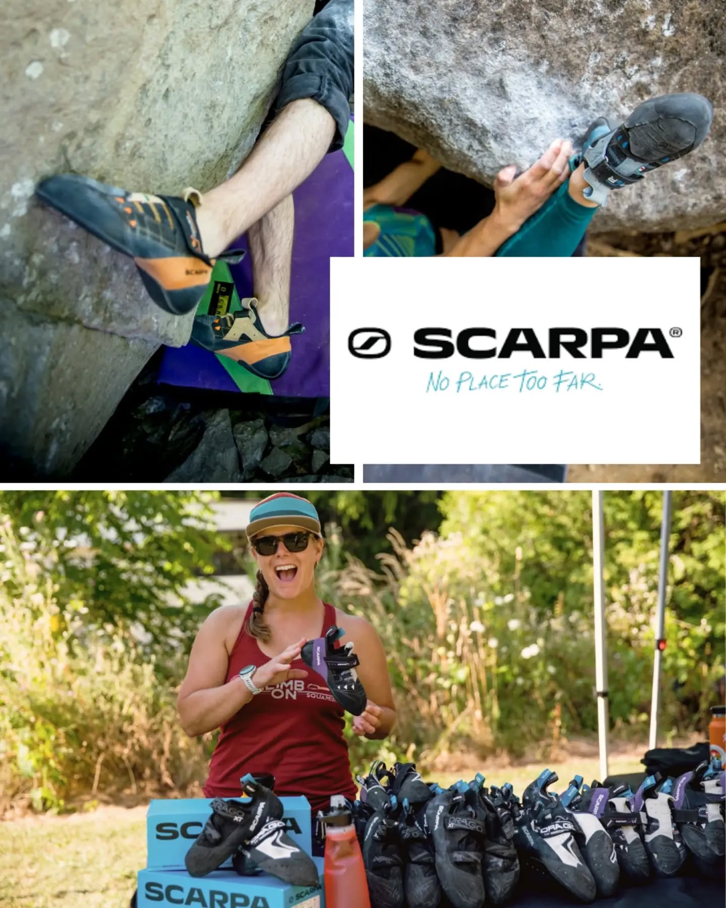 Your new favourite shoe is waiting for you! Or, maybe it's just a new pair of your trusted go-to's, because you've always worn @scarpana for the big send!  Come check out their table at this weekends BVCF to see their latest tech.  They'll also be letting you demo shoes at the crag, but you gotta pick them up at our festival grounds ! 

See y'all sooooon!!