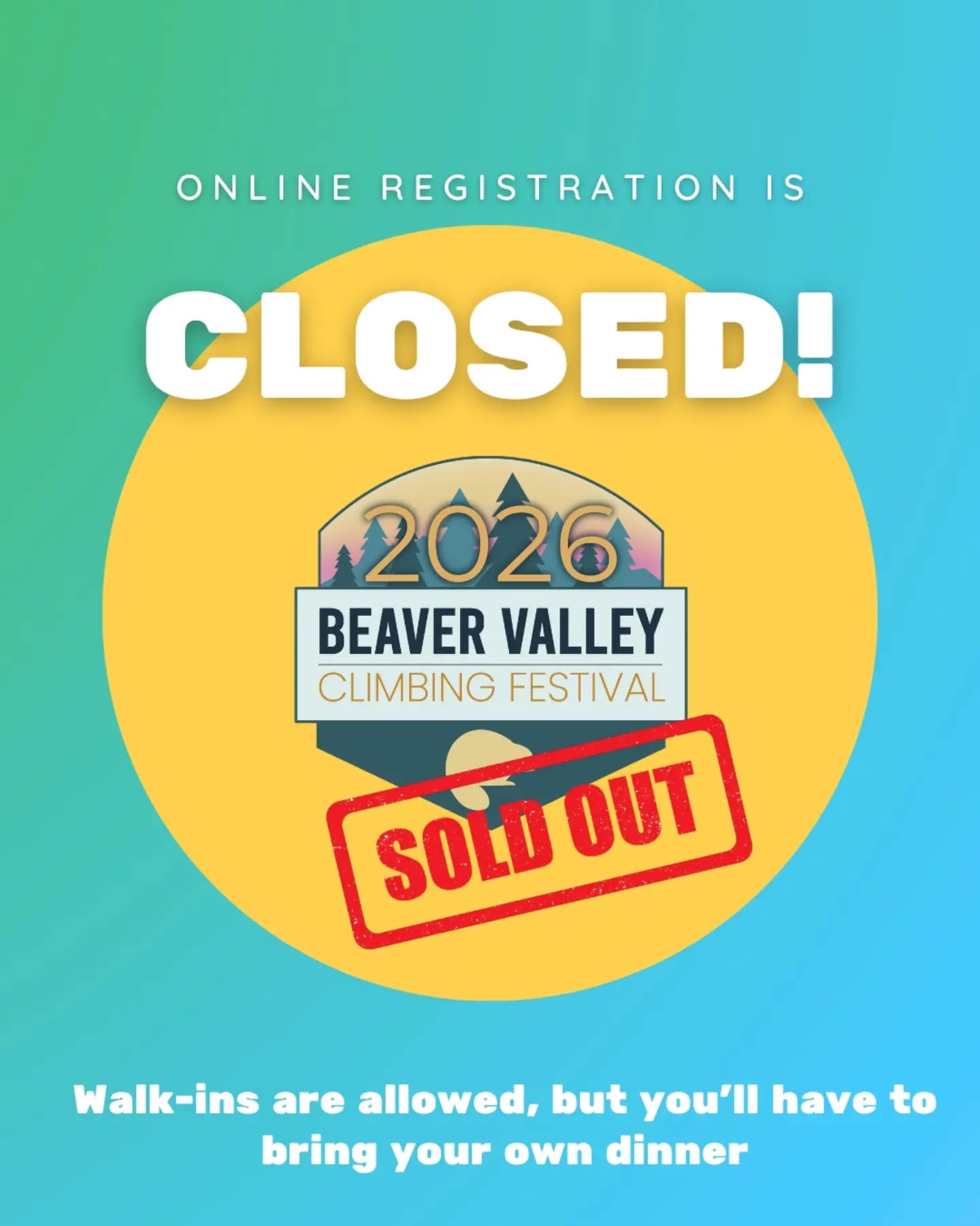 And we're starting with a 🎉!

We've essentially sold out the #bvcf2026 🙌 🙌

Did you slack on getting your ticket?  No worries, we still have room for you!  You can register in person at the check in tent.  You'll still get access to our amazing #raffle, vendors, challenges, camping and live entertainment!  But you'll have to bring your own dinner. To make up for that, tickets bought in person will be $20 less. 

We're excited to see you!!