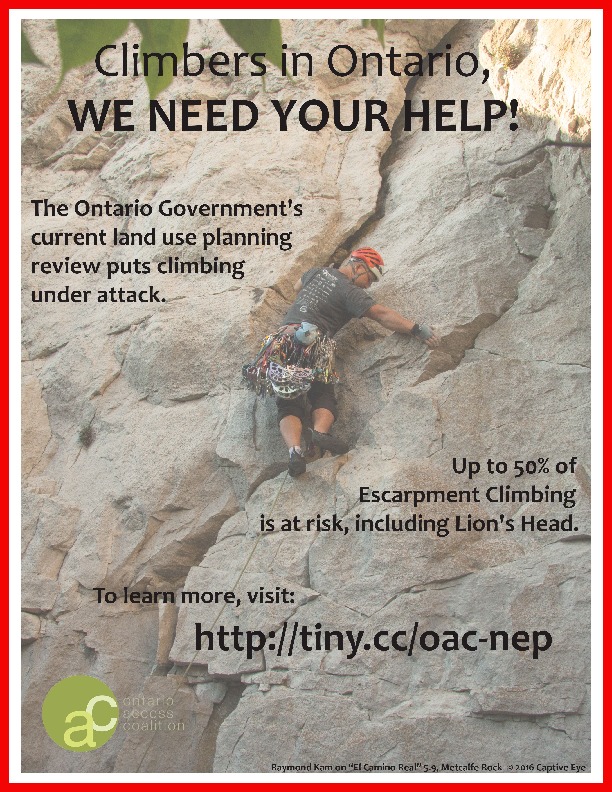 Climbers in Ontario: we need your help!