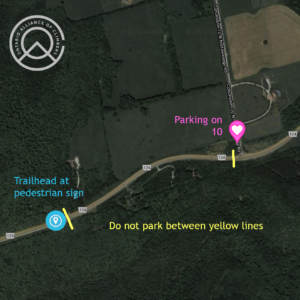 Park along Concession Road 10.  Do not park on Highway 124 between the trailhead at the pedestrian side and Concession Road 10.